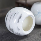 Ceramic Tea Pot White Porcelain Tea Caddy Sealed Storage Tank Canister Kitchen Storage Containers General Can Home Decoration - Grand Goldman