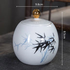 Ceramic Tea Pot White Porcelain Tea Caddy Sealed Storage Tank Canister Kitchen Storage Containers General Can Home Decoration - Grand Goldman
