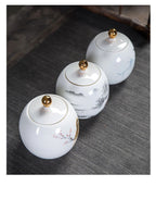 Ceramic Tea Pot White Porcelain Tea Caddy Sealed Storage Tank Canister Kitchen Storage Containers General Can Home Decoration - Grand Goldman