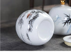 Ceramic Tea Pot White Porcelain Tea Caddy Sealed Storage Tank Canister Kitchen Storage Containers General Can Home Decoration - Grand Goldman
