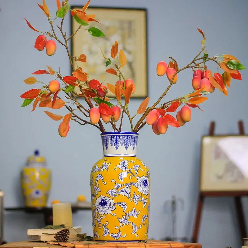 Ceramic Vase Blue and White Porcelain Vase Colored Ginger Jar Flower Vase Floral Arrangement Accessories Home Decoration - Grand Goldman