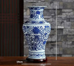 Ceramic Vase Blue and White Thin Bodied Porcelain Home Classical Shelf Bedroom Living Room Chinese Table Jingdezhen Ornaments Tall White Vases with Blue Arabesques and Nostalgic Hand Paintings - Grand Goldman