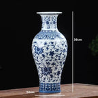 Ceramic Vase Blue and White Thin Bodied Porcelain Home Classical Shelf Bedroom Living Room Chinese Table Jingdezhen Ornaments Tall White Vases with Blue Arabesques and Nostalgic Hand Paintings - Grand Goldman