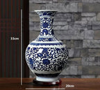 Ceramic Vase Blue and White Thin Bodied Porcelain Home Classical Shelf Bedroom Living Room Chinese Table Jingdezhen Ornaments Tall White Vases with Blue Arabesques and Nostalgic Hand Paintings - Grand Goldman