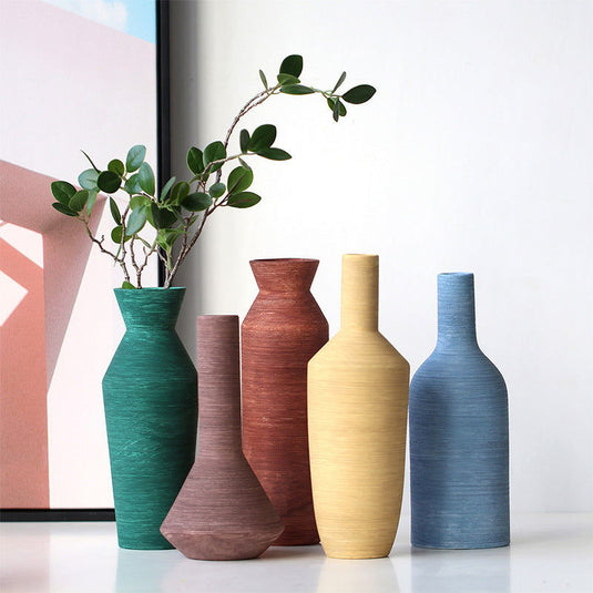 Ceramic Vase Brushed Nordic Modern Minimalist - Grand Goldman