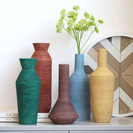 Ceramic Vase Brushed Nordic Modern Minimalist - Grand Goldman