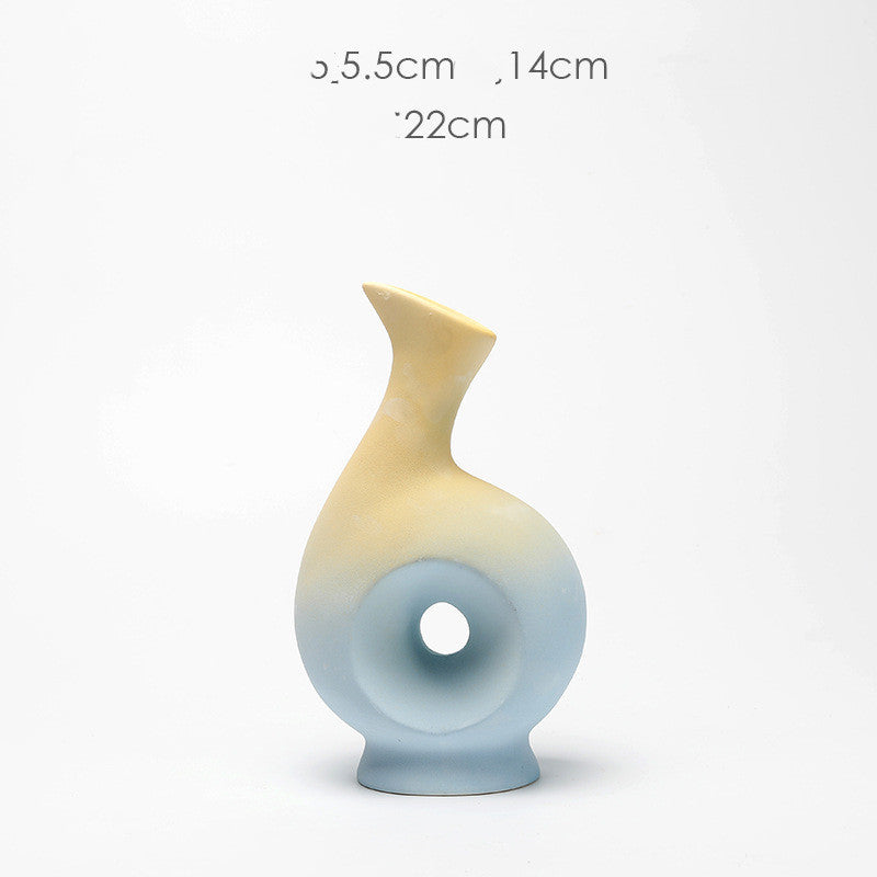Ceramic Vase Creative Living Room Dried Flowers Flower Arrangement Floral Decorations - Grand Goldman