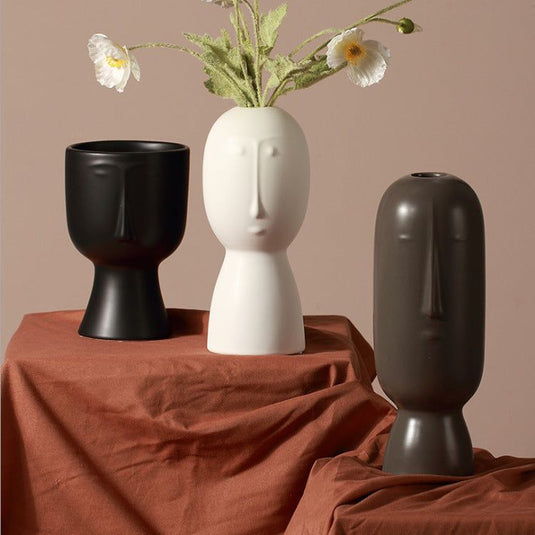 Ceramic Vase Decoration Dried Flower Art Face Flower - Grand Goldman