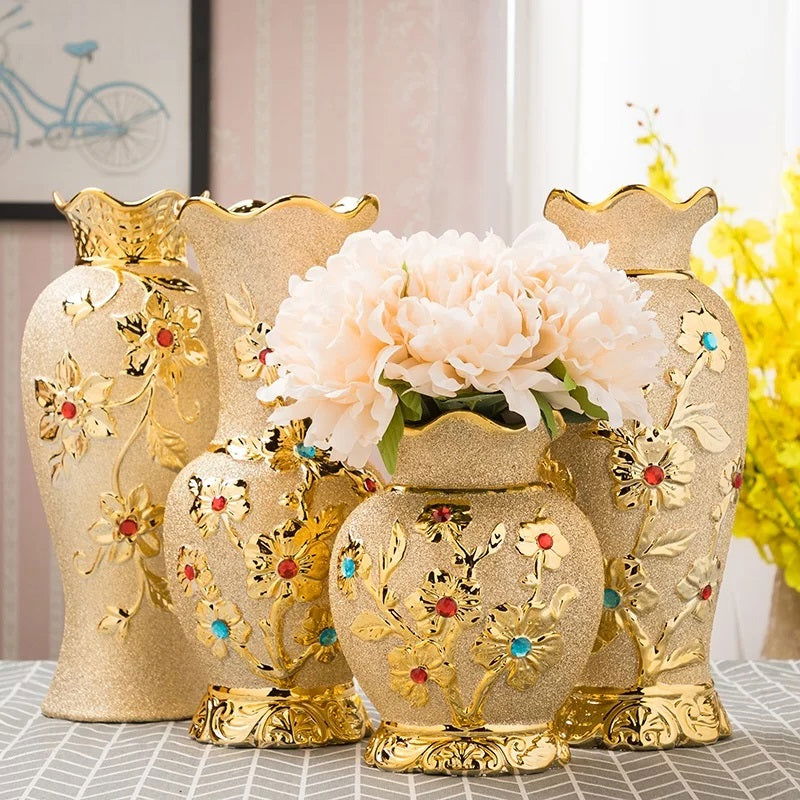 Ceramic Vase Electroplating Gold European Style Home Living Room Decoration - Grand Goldman