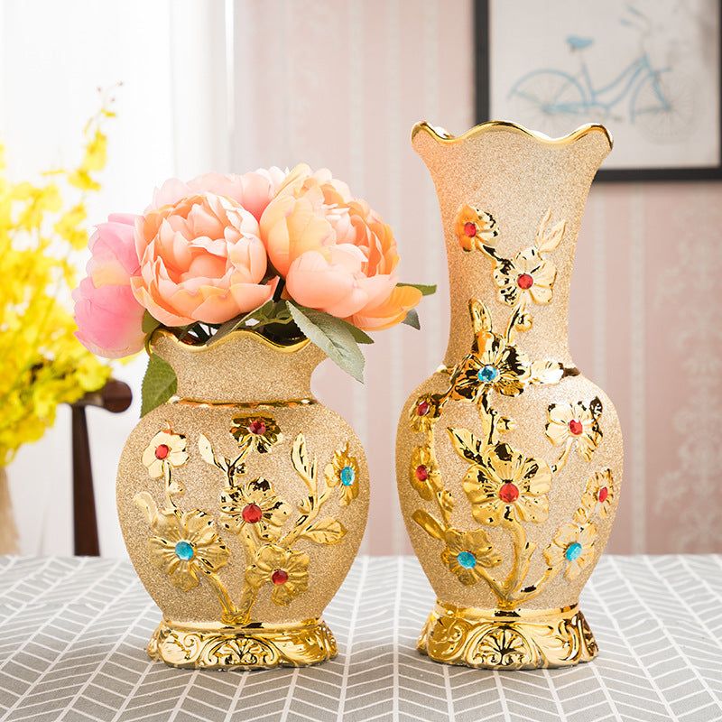 Ceramic Vase Electroplating Gold European Style Home Living Room Decoration - Grand Goldman