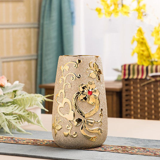 Ceramic Vase Electroplating Gold European Style Home Living Room Decoration - Grand Goldman