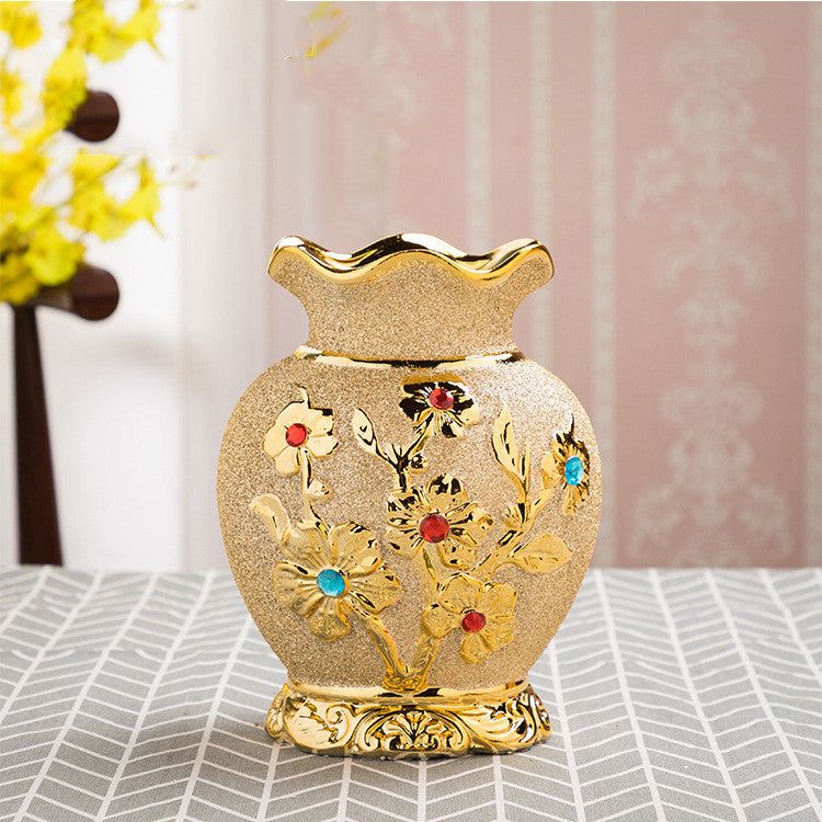 Ceramic Vase Electroplating Gold European Style Home Living Room Decoration - Grand Goldman