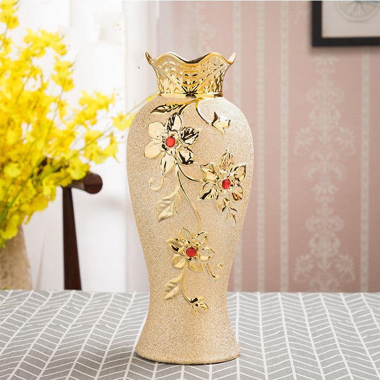 Ceramic Vase Electroplating Gold European Style Home Living Room Decoration - Grand Goldman