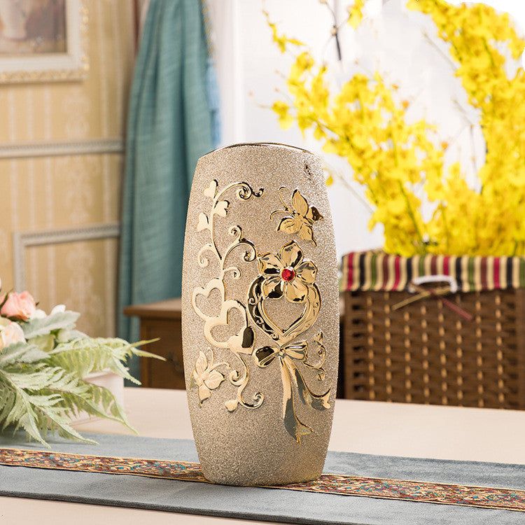 Ceramic Vase Electroplating Gold European Style Home Living Room Decoration - Grand Goldman