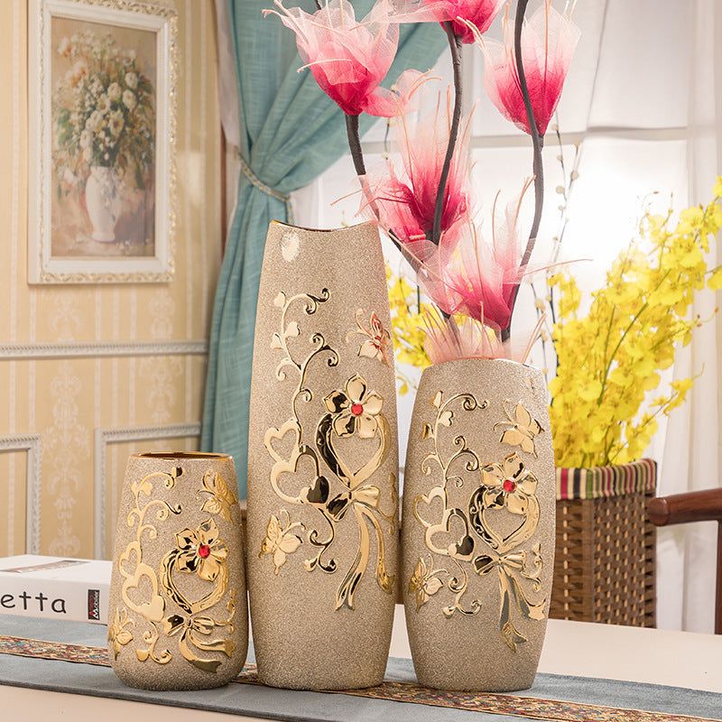 Ceramic Vase Electroplating Gold European Style Home Living Room Decoration - Grand Goldman