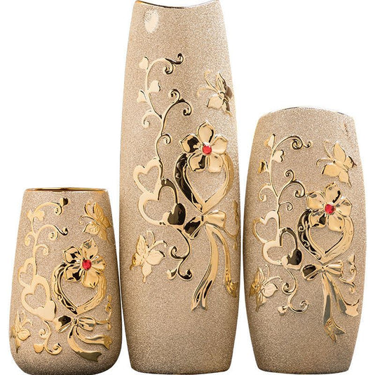 Ceramic Vase Electroplating Gold European Style Home Living Room Decoration - Grand Goldman