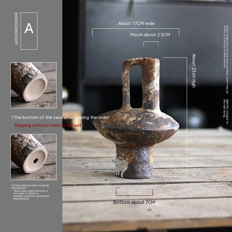 Ceramic Vase Flower Arrangement Vintage Handmade Silent Ornaments - Grand Goldman