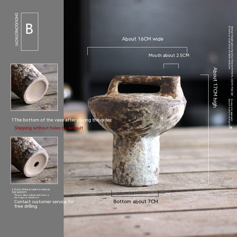 Ceramic Vase Flower Arrangement Vintage Handmade Silent Ornaments - Grand Goldman