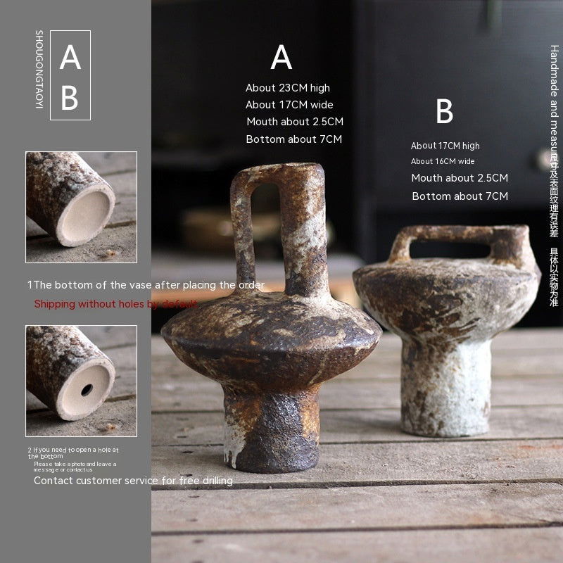 Ceramic Vase Flower Arrangement Vintage Handmade Silent Ornaments - Grand Goldman