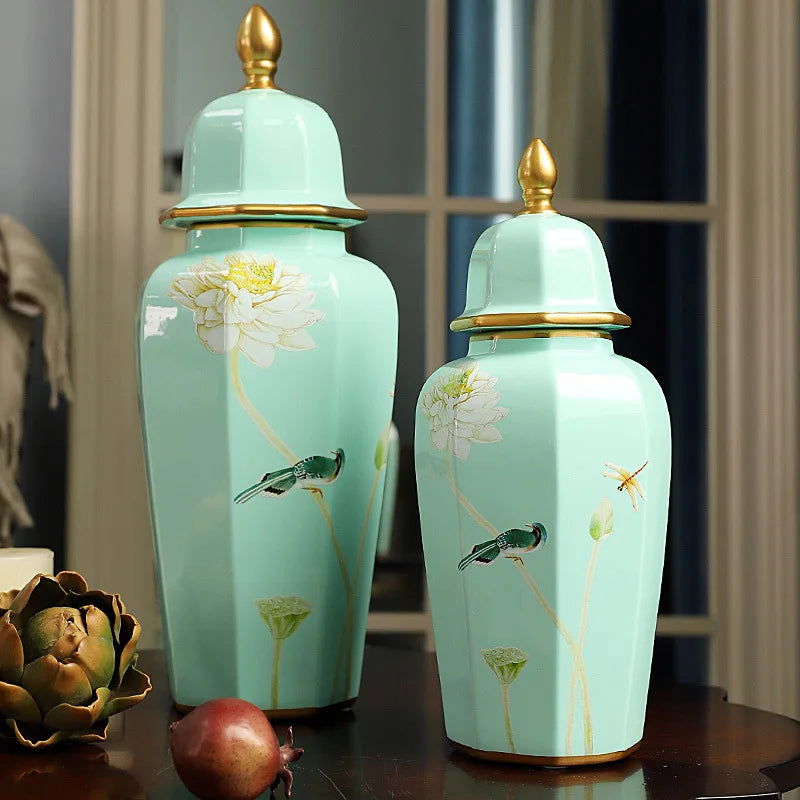 Ceramic Vase General Jar Ginger Cans Chinese Vintage Bottle Porcelain Handicraft Ornaments Home Decoration Accessories - Grand Goldman