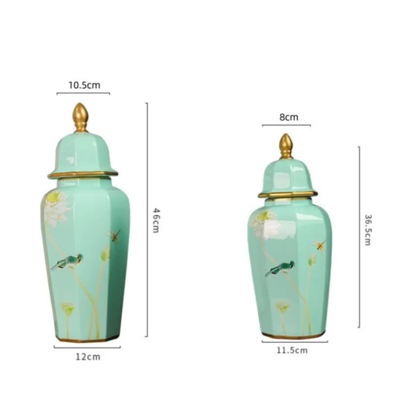 Ceramic Vase General Jar Ginger Cans Chinese Vintage Bottle Porcelain Handicraft Ornaments Home Decoration Accessories - Grand Goldman