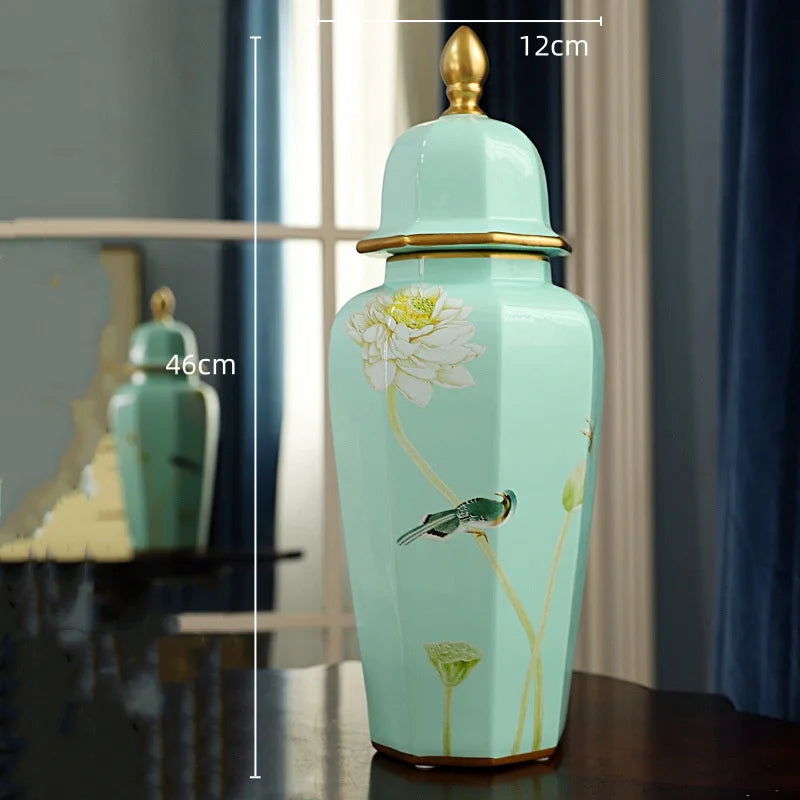 Ceramic Vase General Jar Ginger Cans Chinese Vintage Bottle Porcelain Handicraft Ornaments Home Decoration Accessories - Grand Goldman