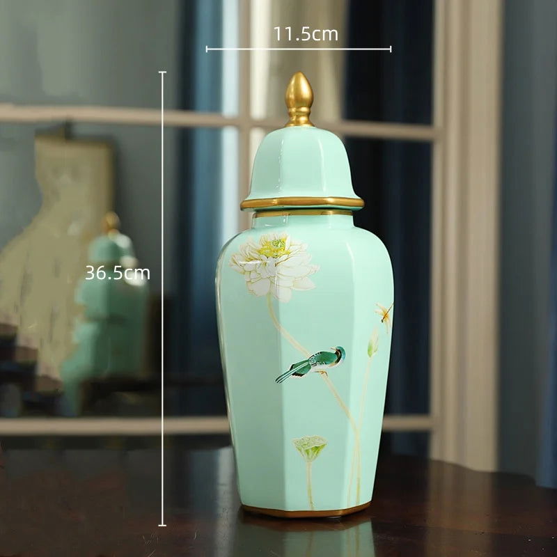 Ceramic Vase General Jar Ginger Cans Chinese Vintage Bottle Porcelain Handicraft Ornaments Home Decoration Accessories - Grand Goldman