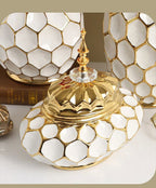 Ceramic Vase Porcelain Ginger Jar Gold Check Irregular Handicraft Storage Tank Flower Vase Home Decoration Accessories - Grand Goldman