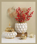 Ceramic Vase Porcelain Ginger Jar Gold Check Irregular Handicraft Storage Tank Flower Vase Home Decoration Accessories - Grand Goldman