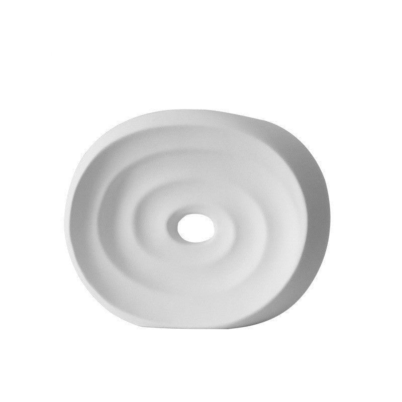 Ceramic Vase Threaded Ceramic Ornaments Frosted Black And White Home Sample Room Decoration Flower - Grand Goldman