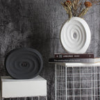 Ceramic Vase Threaded Ceramic Ornaments Frosted Black And White Home Sample Room Decoration Flower - Grand Goldman