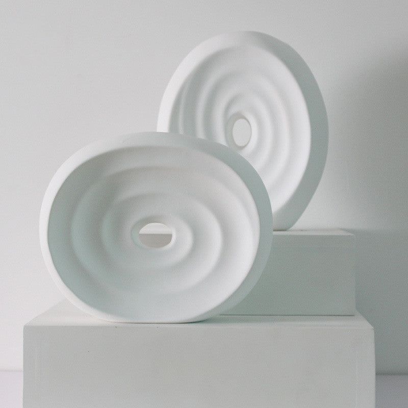 Ceramic Vase Threaded Ceramic Ornaments Frosted Black And White Home Sample Room Decoration Flower - Grand Goldman