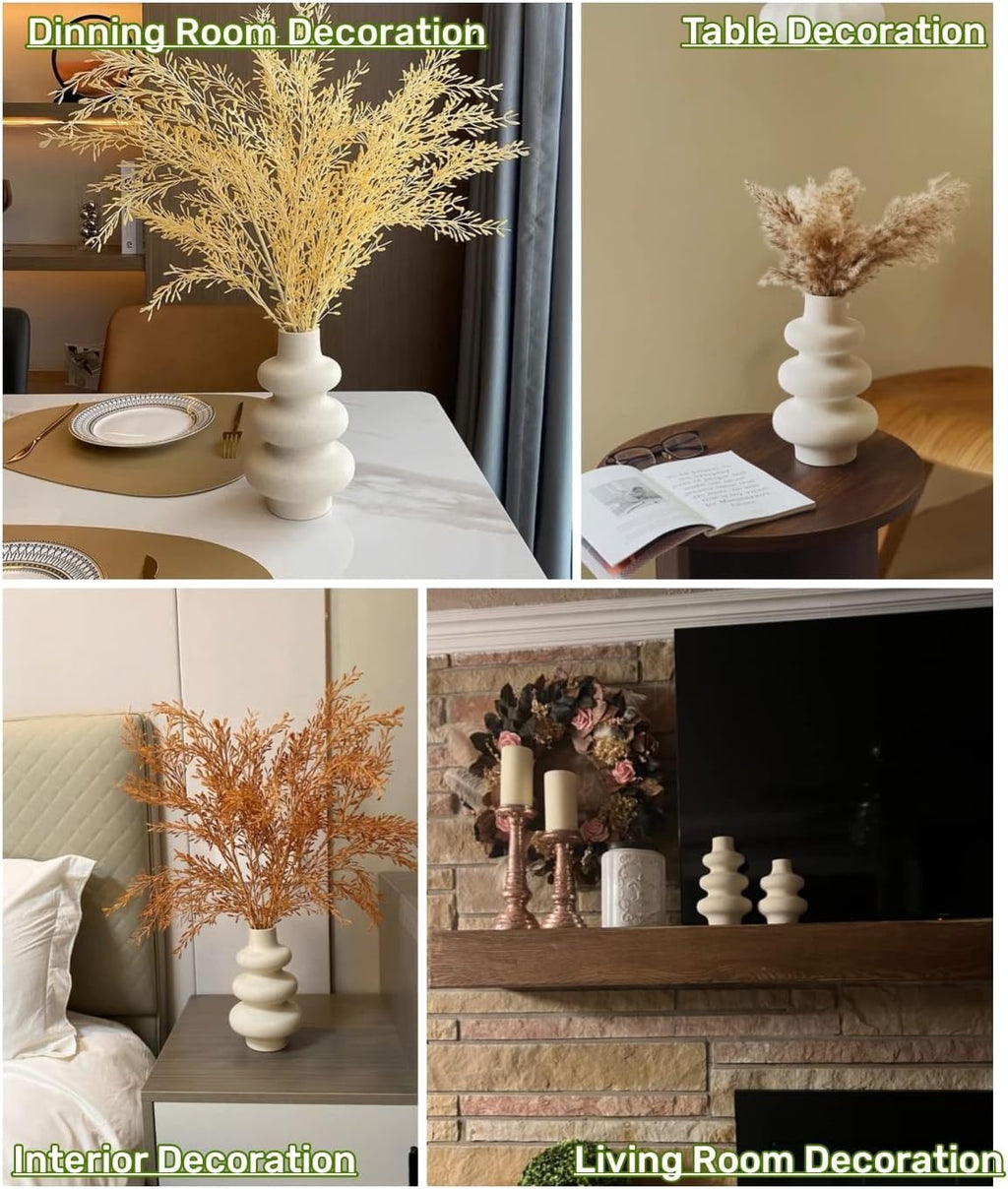 Ceramic Vases Set 2, Modern Home Decor,Off White Round Vases,Modern Dried Flower Vases, Boho Home Decor for Centerpieces Wedding Dinner Table Party Living Room Office Bedroom - Grand Goldman