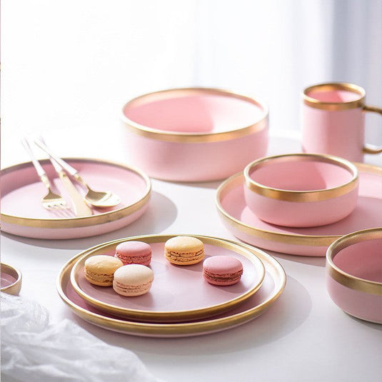 Ceramic pink household simple tableware - Grand Goldman