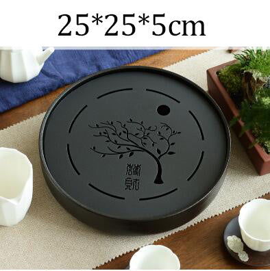 Ceramic round tea tray household dry tea tray - Grand Goldman