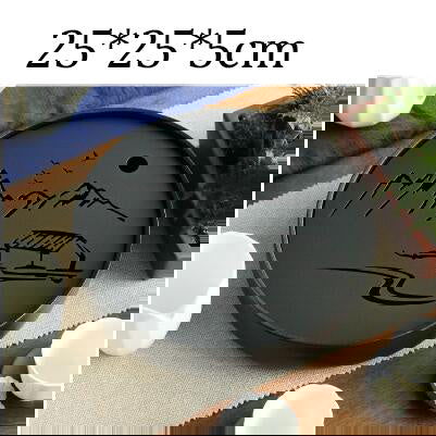 Ceramic round tea tray household dry tea tray - Grand Goldman