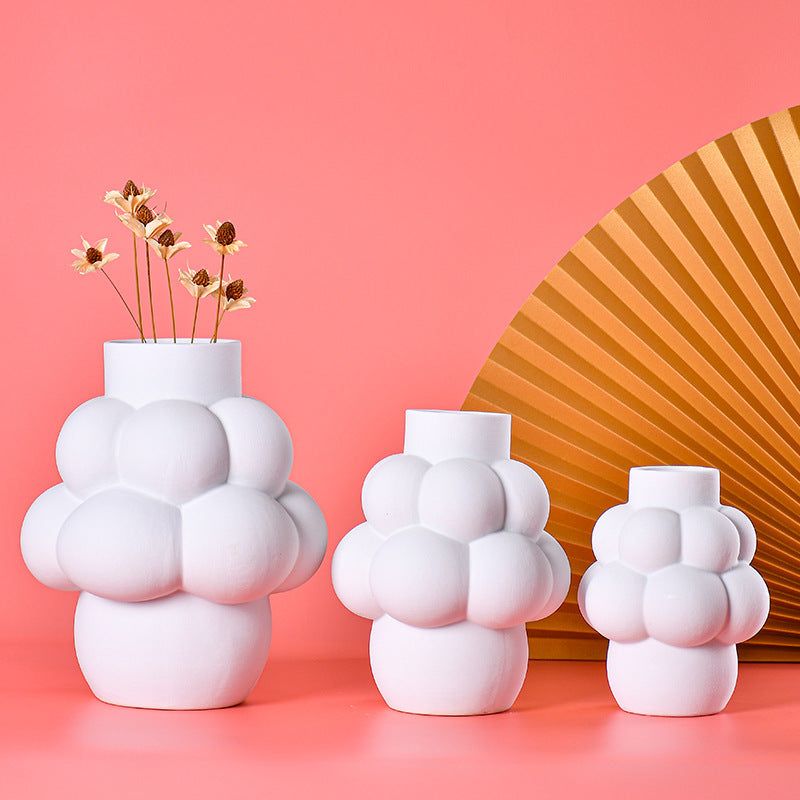 Ceramic vase decoration Nordic simple white dried flower vase - Grand Goldman