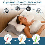 Cervical Neck Pillow for Pain Relief - Ergonomic Memory Foam Pillows for Sleeping, Cooling Side Sleeper Pillow for Neck Support, Contour Orthopedic Bed Pillow for Back Stomach Sleepers - Grand Goldman