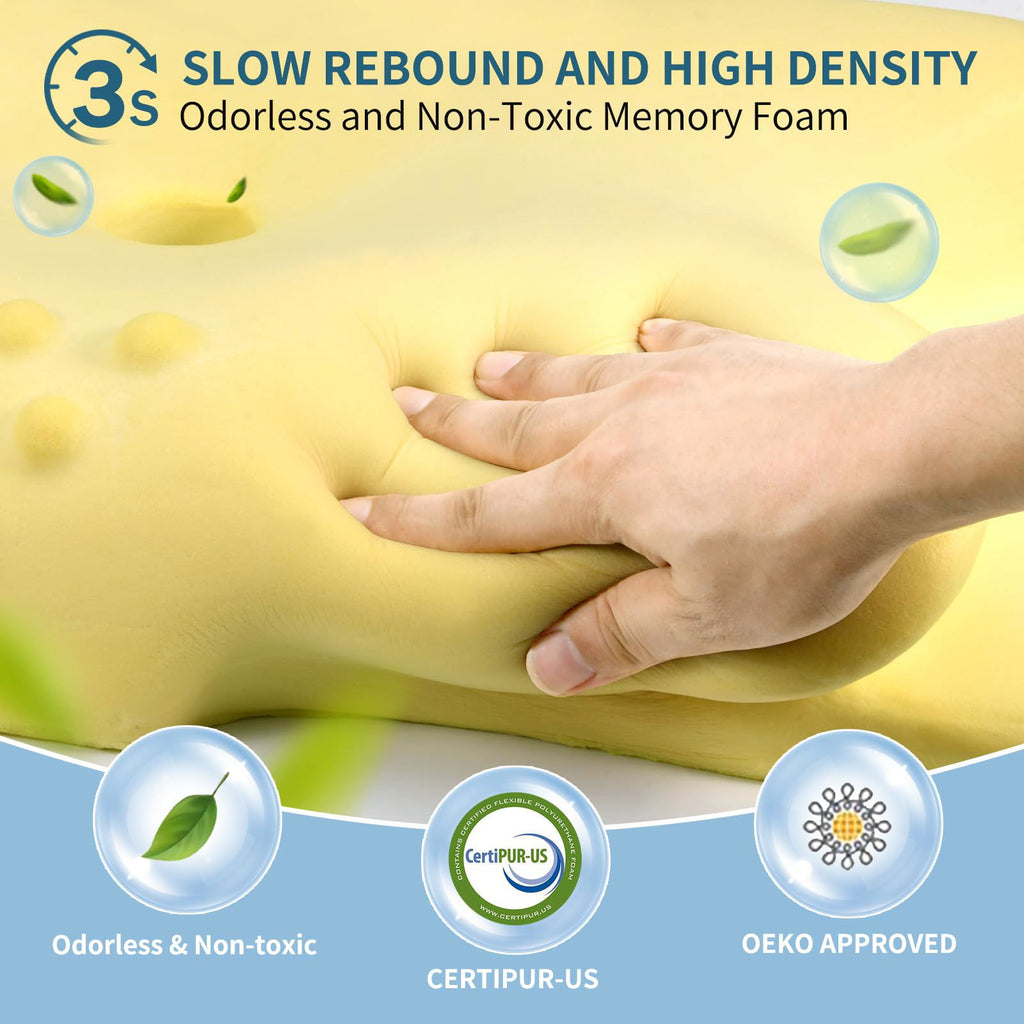 Cervical Neck Pillow for Pain Relief - Ergonomic Memory Foam Pillows for Sleeping, Cooling Side Sleeper Pillow for Neck Support, Contour Orthopedic Bed Pillow for Back Stomach Sleepers - Grand Goldman