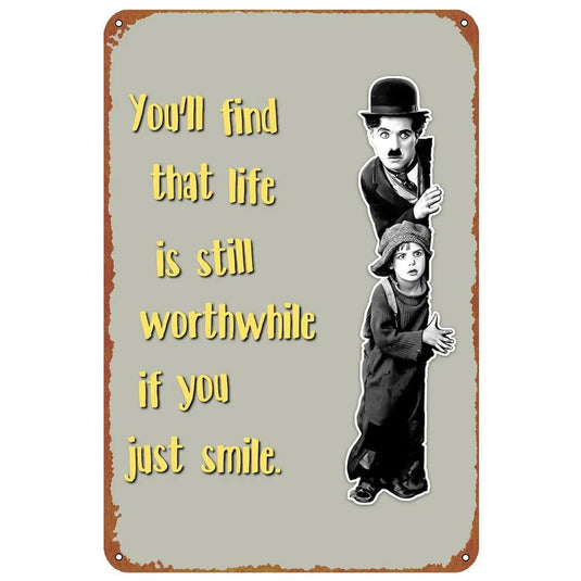 Chaplin Morden Time Tin Signs Vintage Plaque Metal Plate Retro Wall Art Posters for Home Cafe Bars Pubs Iron Painting Decoration - Grand Goldman