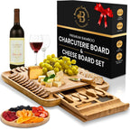 Charcuterie Board - Bamboo Cheese Board and Charcuterie Gift Set - Wedding Gifts for Couples 2024, Housewarming Gifts New Home, Birthday for Women Who Have Everything, Kitchen Gadgets - Grand Goldman