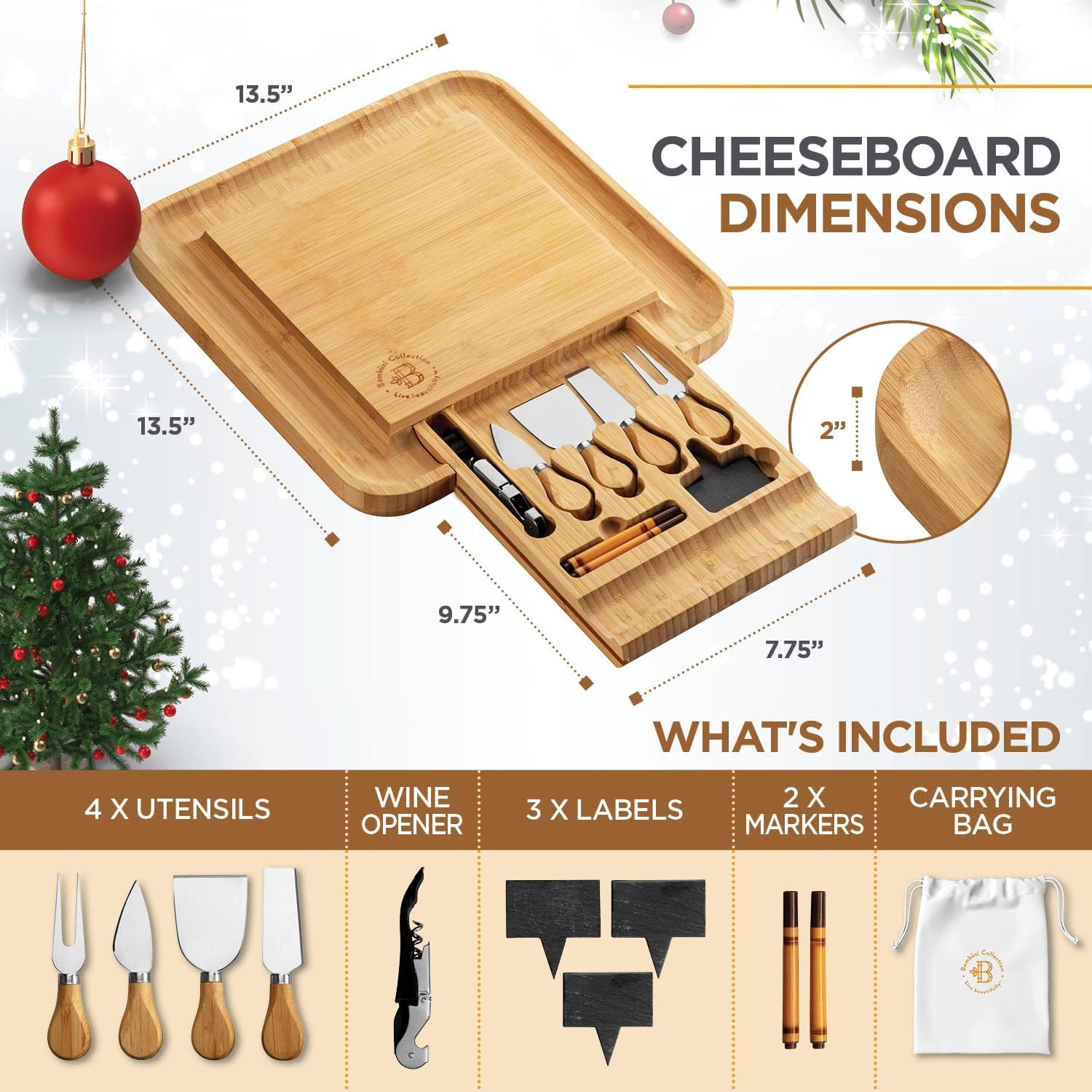 Charcuterie Board - Bamboo Cheese Board and Charcuterie Gift Set - Wedding Gifts for Couples 2024, Housewarming Gifts New Home, Birthday for Women Who Have Everything, Kitchen Gadgets - Grand Goldman
