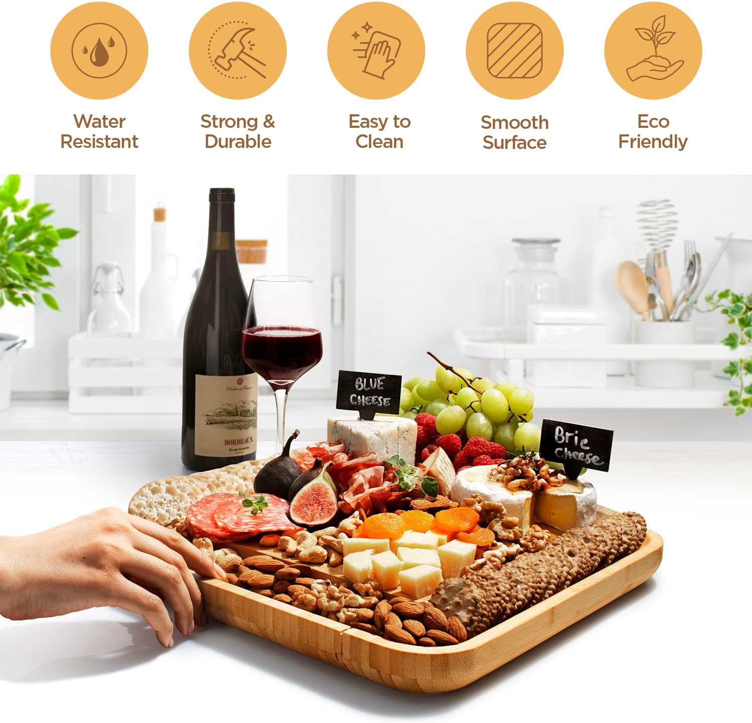 Charcuterie Board - Bamboo Cheese Board and Charcuterie Gift Set - Wedding Gifts for Couples 2024, Housewarming Gifts New Home, Birthday for Women Who Have Everything, Kitchen Gadgets - Grand Goldman