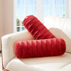 Cheer Collection Faux Fur Cylinder Pillows - Decorative Bolster Pillows for Couch & Bed - Machine Washable - 8” x 24” Inch (Set of 2) - White - Grand Goldman