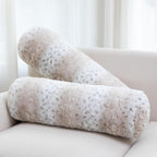 Cheer Collection Faux Fur Cylinder Pillows - Decorative Bolster Pillows for Couch & Bed - Machine Washable - 8” x 24” Inch (Set of 2) - White - Grand Goldman