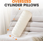 Cheer Collection Faux Fur Cylinder Pillows - Decorative Bolster Pillows for Couch & Bed - Machine Washable - 8” x 24” Inch (Set of 2) - White - Grand Goldman