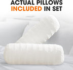 Cheer Collection Faux Fur Cylinder Pillows - Decorative Bolster Pillows for Couch & Bed - Machine Washable - 8” x 24” Inch (Set of 2) - White - Grand Goldman