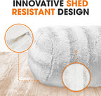 Cheer Collection Faux Fur Cylinder Pillows - Decorative Bolster Pillows for Couch & Bed - Machine Washable - 8” x 24” Inch (Set of 2) - White - Grand Goldman