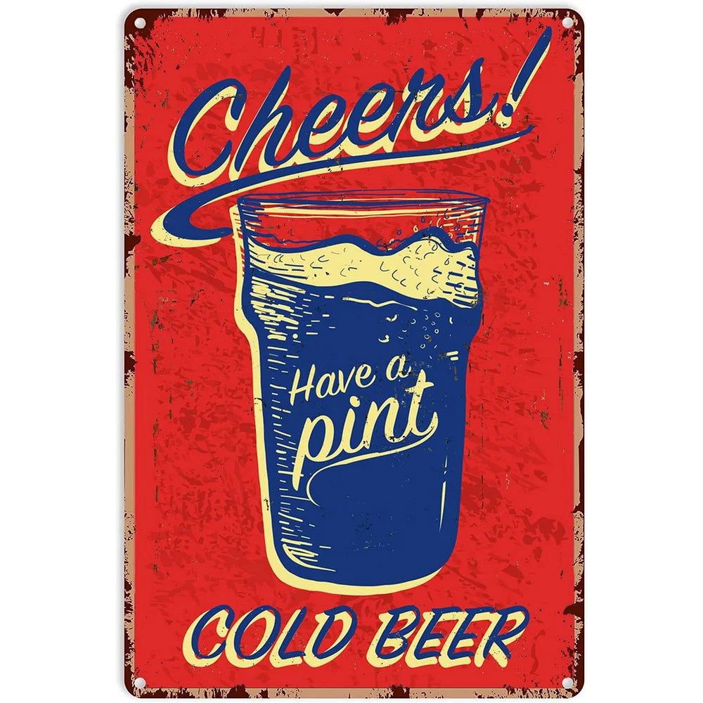 Cheers A Beer Free Beer Tomorrow Metal Tin Signs Posters Plate Wall Decor for Man Cave Bars Cafe Clubs Retro Posters Plaque - Grand Goldman