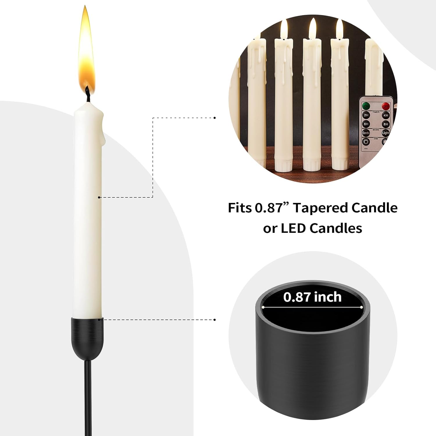ChefBee Black Candle Candlestick Holder - 3PCS Taper Candle Holders for Table Centerpiece Wedding Festive Decor, Tall Candle Sticks Holder Decor for Pillar Candle, Fit 3/4" Thick Tapered or Led Candle - Grand Goldman